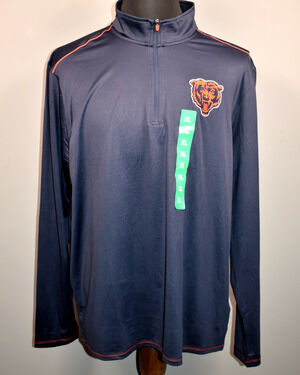Mens NFL Antigua Apparel Chicago Bears Navy Orange 1/4 Zip XLarge Pullover NEW